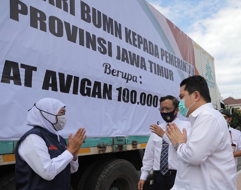 Pemprov Jatim Terima Bantuan Obat Avigan dan APD dari Kementerian BUMN