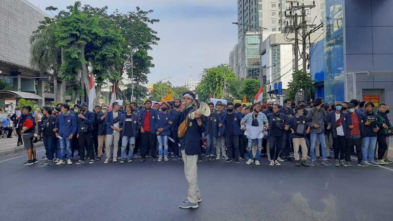 Aksi BEM SI Jatim di Surabaya pada 8 Oktober 2020