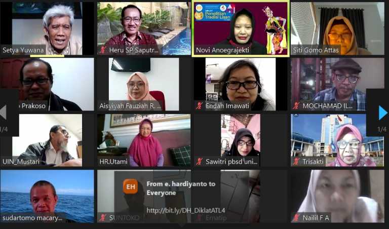 Fakultas Bahasa dan Seni Rupa Universitas Negeri Surabaya bekerjasama dengan Asosiasi Tradisi Lisan (ATL) Jawa Timur usai gelar Diklat Penelitian Tradisi Lisan Online Via Zoom Meeting pada Senin, (24/10).