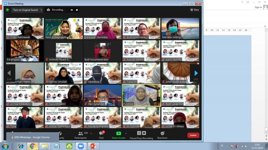 Tangkapan layar Pelatihan Penulisan Artikel Ilmiah Populer, Kamis (12/11). (Foto: Beritabaru.co/Rizal.Kurniawan)