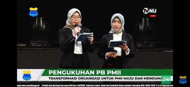 Pengukuhan PB PMII Masa Khidmat 2021-2024. (Dok. Foto: Tangkapan layar chanel YouTube TVNU)