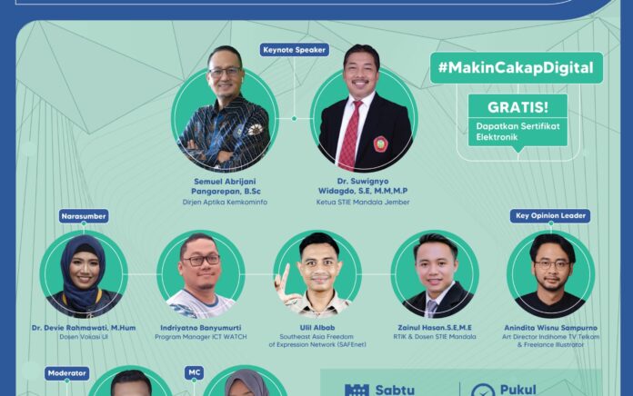 Tingkatkan Literasi Digital Mahasiswa Baru, STIE Mandala Jember gandeng KEMKOMINFO adakan acara Sosialisasi Literasi Digital