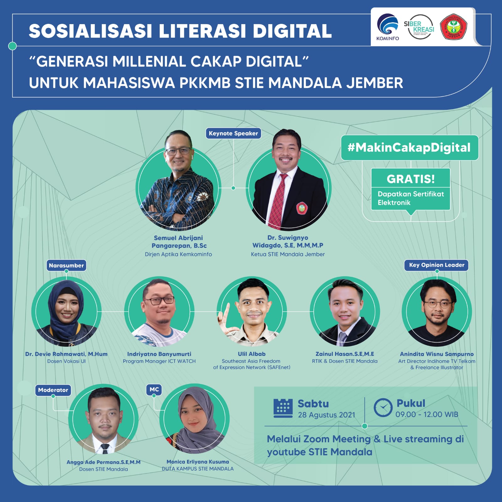 Tingkatkan Literasi Digital Mahasiswa Baru, STIE Mandala Jember gandeng KEMKOMINFO adakan acara Sosialisasi Literasi Digital