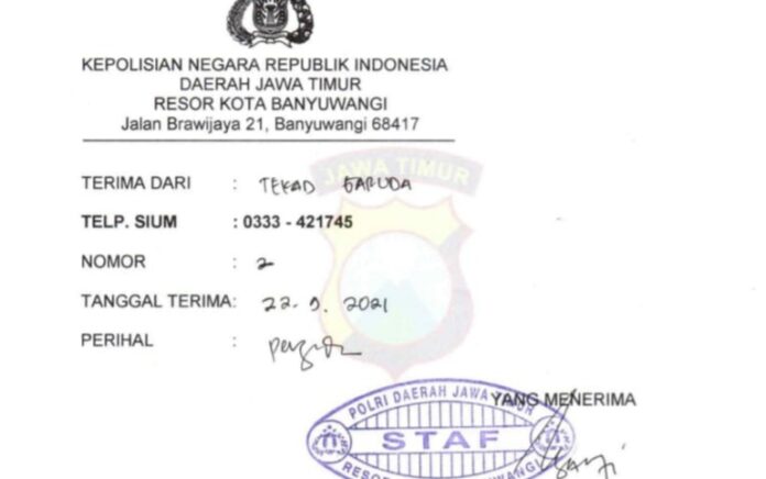 Tekad Garuda: Hentikan Tindakan Sewenang-wenang Oknum Polresta Banyuwangi