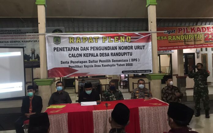 Penetapan dan Pengundian Nomor Urut Calon Kepala Desa Randupitu Berjalan Lancar