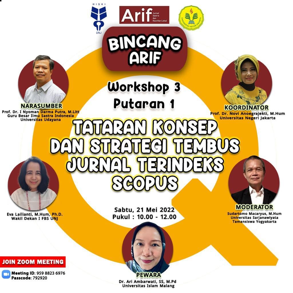 Jurnal Arif FBS UNJ bekerja sama dengan HISKI UNJ Gelar Workshop Putaran Satu, Hadirkan Narasumber Prof. Dr. I Nyoman Darma Putra, M.Litt