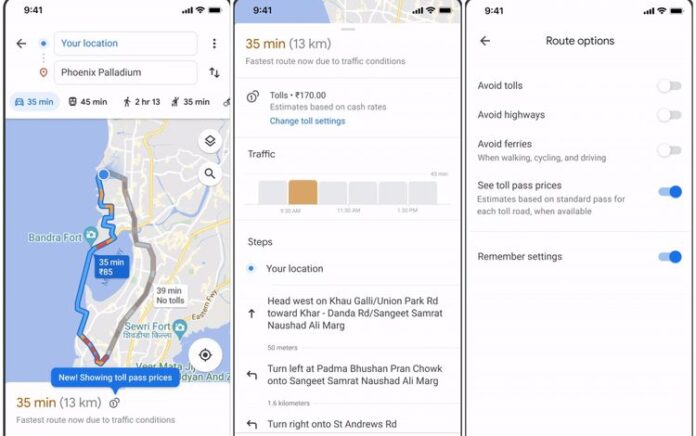 Layanan Anyar Tarif Tol di Google Maps