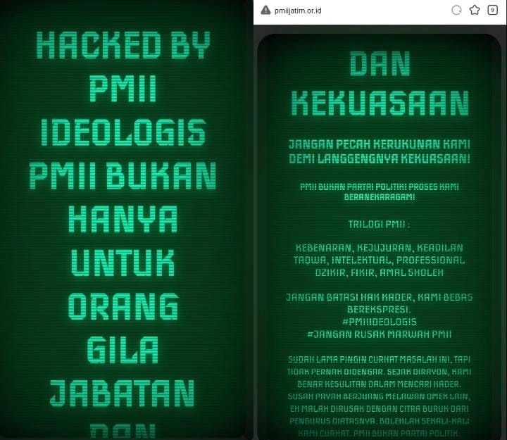 Jelang Konkoorcab, Website PMII Jatim Diretas