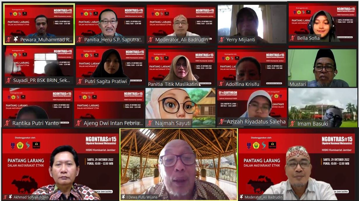 HISKI Jember Kembali Gelar Webinar Nasional, Diskusikan Persoalan Pantang Larang dalam Masyarakat Etnik