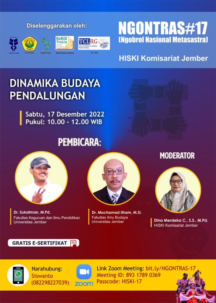 HISKI Jember Selenggarakan Webinar NGONTRAS#17, Mengulik Dinamika Budaya Pendalungan