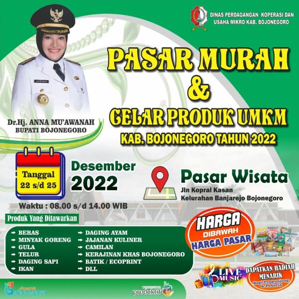 Kenalkan Pasar Wisata, Pemkab Bojonegoro Gelar Pasar Murah dan Produktif UMKM