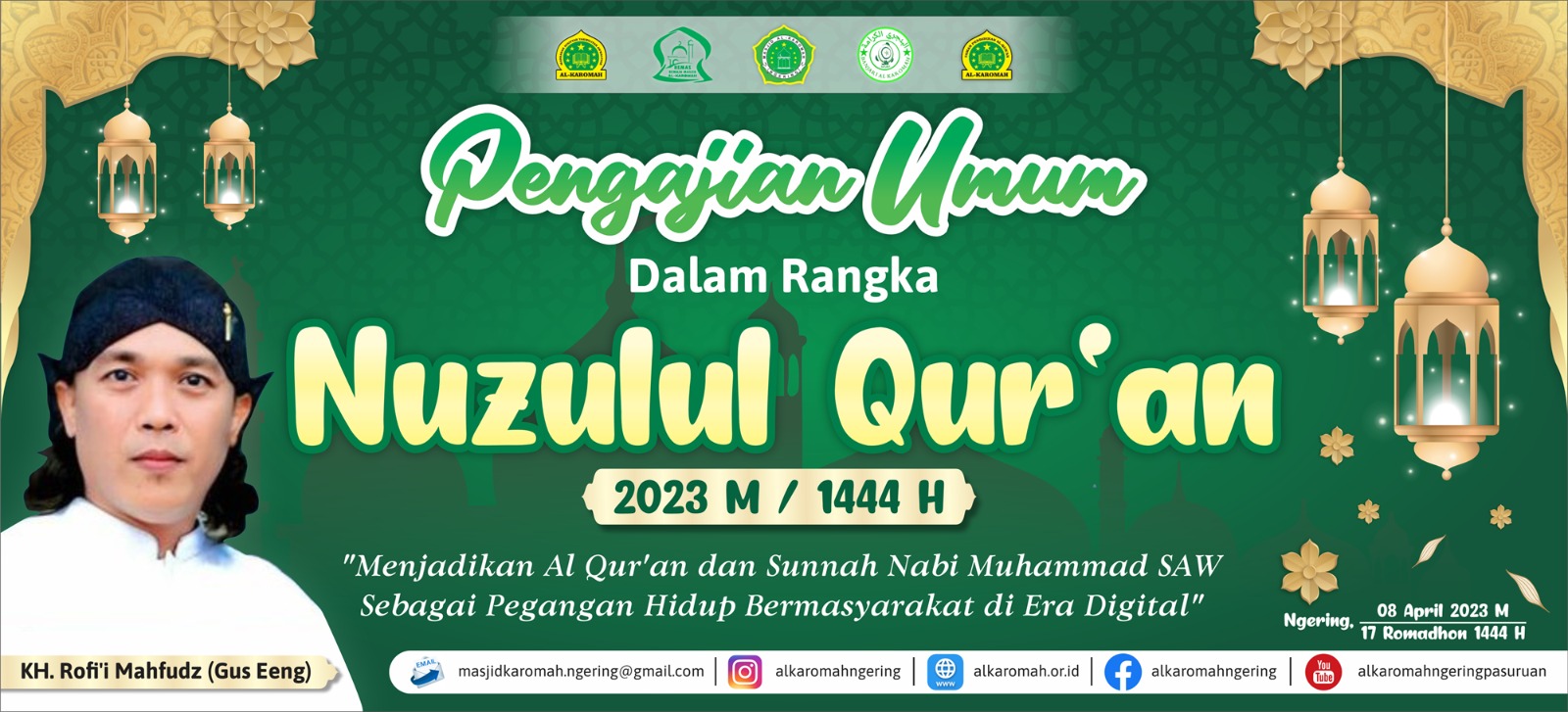 Pengajian Nuzulul Qur’an Masjid Al Karomah Ngering Datangkan Gus Eeng dan Qori’ Nasional