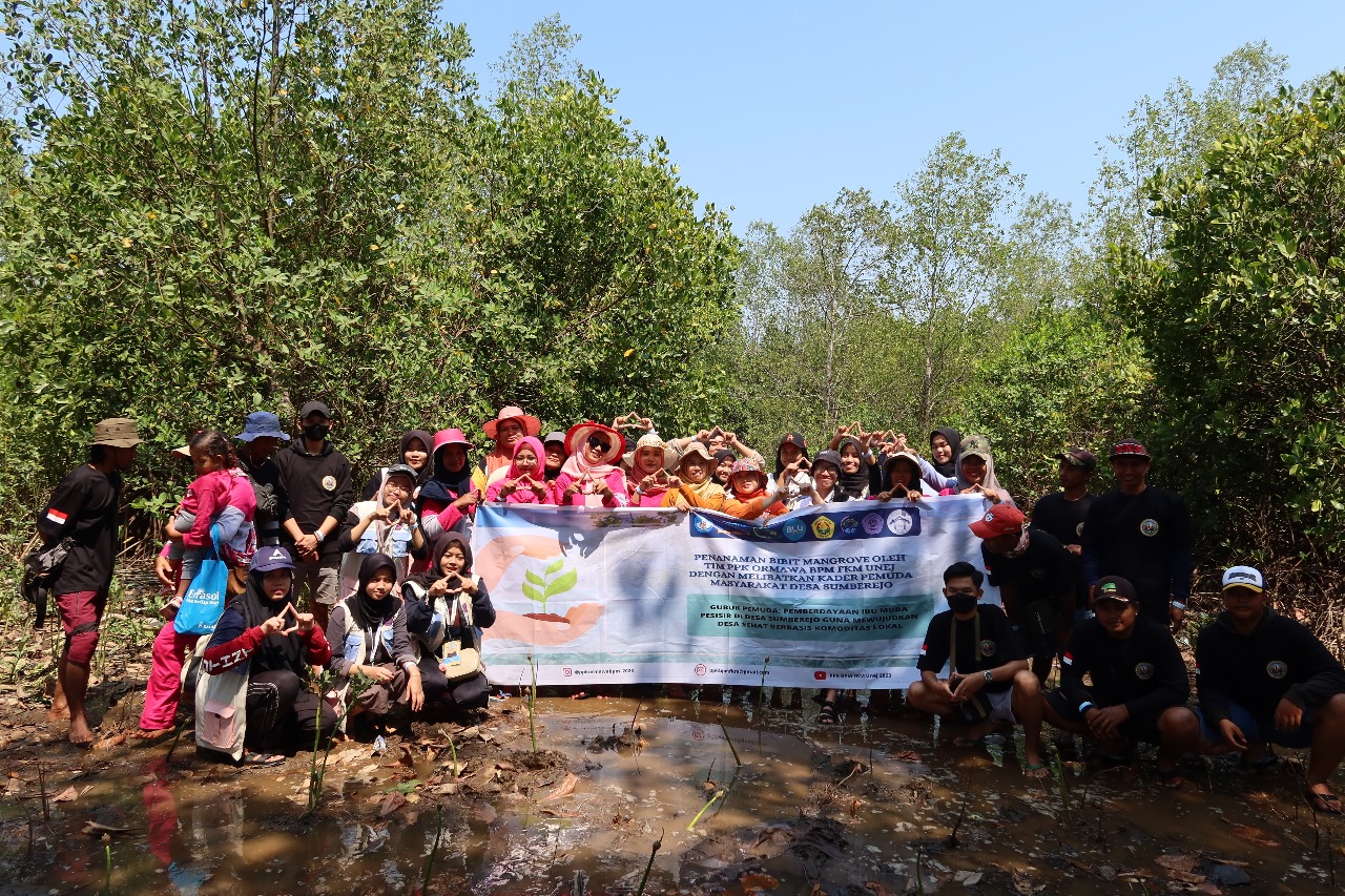 Mahasiswa FKM Unej Tanam Bibit Mangrove di Teluk Love