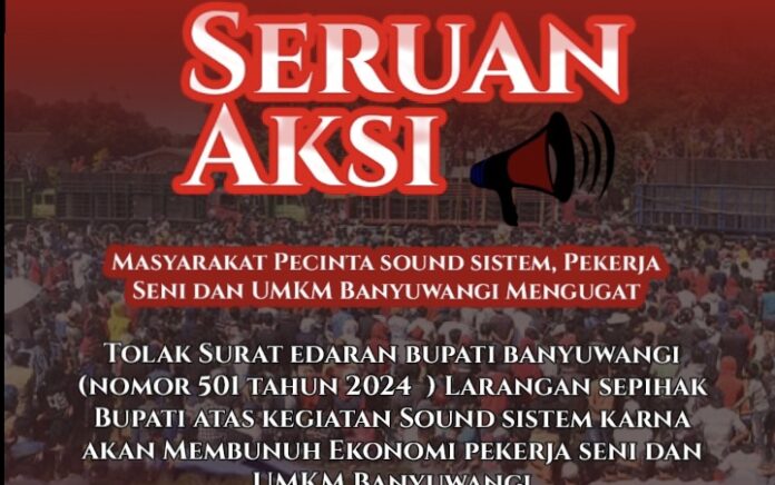 Penggemar Sound System Horeg Serukan Aksi Tuntut Bupati Banyuwangi Cabut SE Nomor 501 Tahun 2024