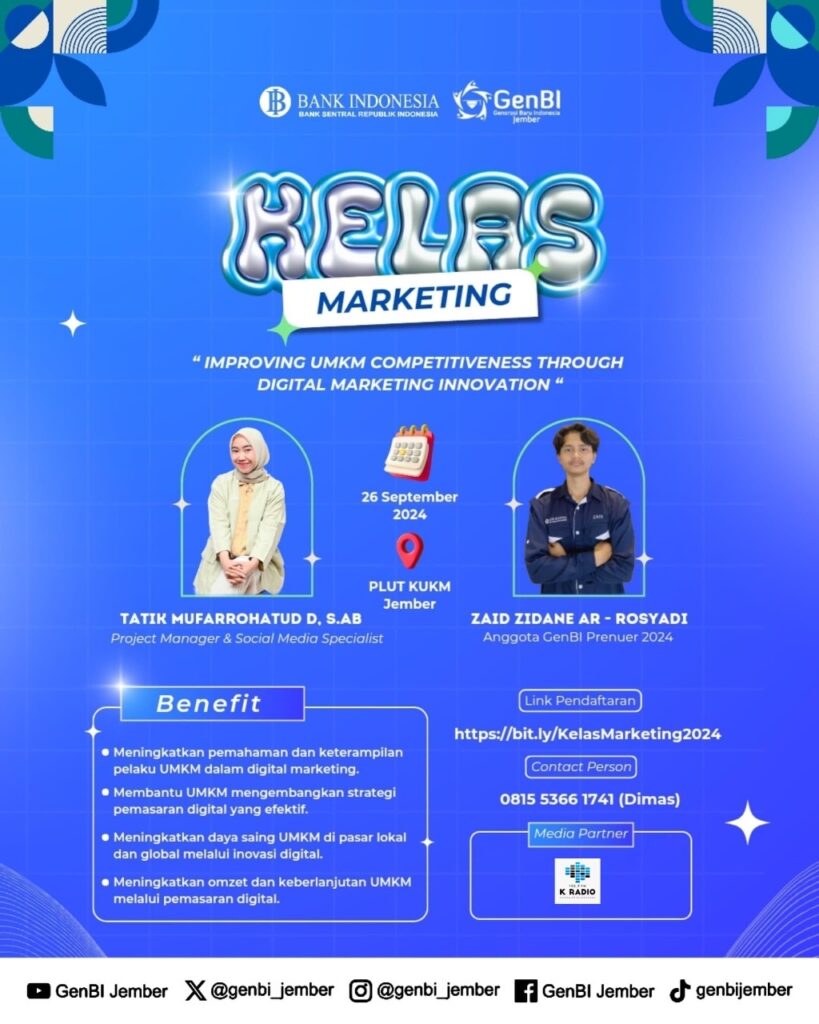 Gelar Kelas Marketing, GenBI Preneur Sukses Dorong Pelaku UMKM Jember Naik Kelas