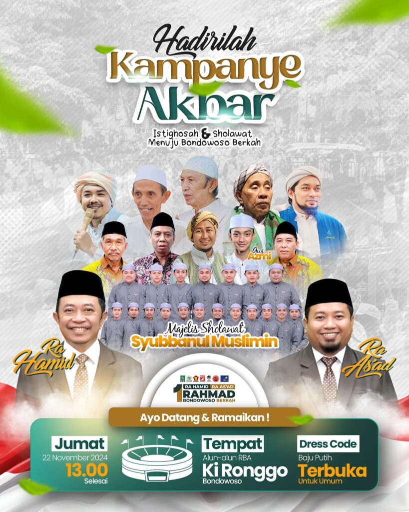 Ra Hamid-Ra As’ad Akan Gelar Kampanye Akbar di Alun-alun Bondowoso, Syubbanul Muslimin dan Ulama Tapal Kuda Akan Hadir